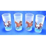 4 HORSE western decor drinking Glasses tea tumblers ice by Cypress