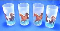 4 HORSE western decor drinking Glasses tea tumblers ice