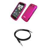 EMPIRE Hot Pink Rubberized Hard Case Cover + 3.5mm Male to Male Stereo Auxi ....