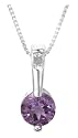 Sterling Silver and Amethyst Round Drop Pendant, 16"