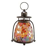 Pink/Amber Mosaic Round Lantern