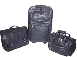 Black Leather Luggage 3-piece Set