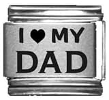Clearly Charming I Heart my Dad Laser Etched Italian Charm