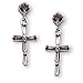 Sterling Silver and Amethyst CZ Cross Pierced Earrings