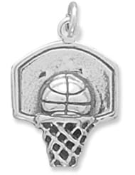 Sterling Silver Oxidized Basketball Hoop Charm