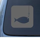 FISH AND HOOK – Fishing – Vinyl Car Decal Sticker #1316 | Vinyl Color: Silver FISH AND HOOK – Fishing – Vinyl Car Decal Sticker #1316 | Vinyl Color: Silver