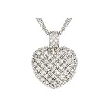 1 Ct Diamonds Heart Sterling Silver Pendant W/3strand Chain
