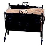 Outdoor Living : UniFlame Heavy Weight Black Wrought Iron Log Holder W/ Canvas Carrier