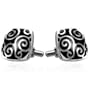 Black Enamel Stainless Steel Cufflinks with Ornate Design
