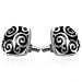Black Enamel Stainless Steel Cufflinks with Ornate Design
