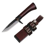Kanetsune Irodori, 3.75 in. 15 Layer Damascus, Oak w/Red Lacquer, Wood