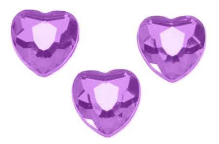 10mm Lavender Acrylic Heart Rhinestones - Package 
