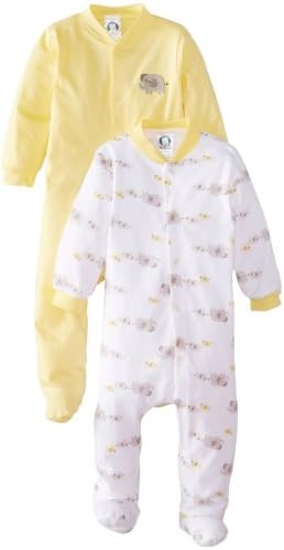 Gerber Unisex-Baby Newborn 2 Pack Sleep N Play - Elephant Bodysuit