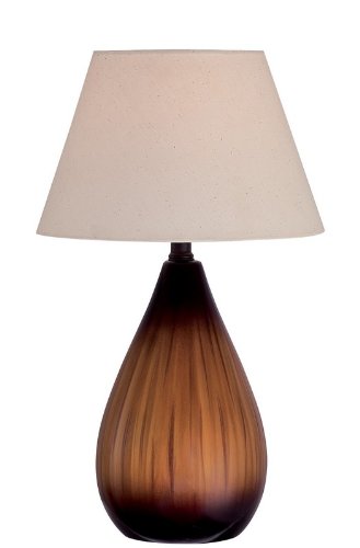 Table Lamp  Off-White Fabric Shade in Brushed 