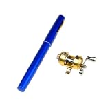 BestDealUSA Mini Pocket Aluminum Alloy Fishing Fish Travel Pen Shape Rod Pole Blue