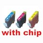3-Pack Color Ink w/ Chip for Compatible CLI-8 Canon Pixma MP500 MP530 MP600 MP800 iP4200 iP4300 iP4500 iP5200 iP5200