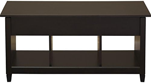 Lift Top Coffee Table with Storage - Rectangular Livingroom Cocktail Sofa Shelf Shelves Home Furniture - Modern Pull Up End Table Dark Brown Finish