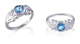 Round Cut Swiss Blue Topaz Ring Sterling SIlver