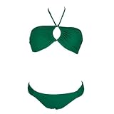 Bikini Set Green Bandeau Top  Bottom
