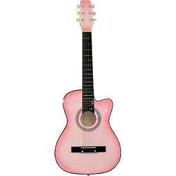 38" Pink Cut Away Acoustic Electric Guitar with Carrying Bag And Accessories