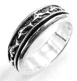 Sterling Silver Dolphin Spinning Motion Band Ring (Size 7,8,9,10,11,12)
