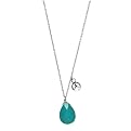 Facet Tear Drop Neck Peace Charm Pendant - Turquoise