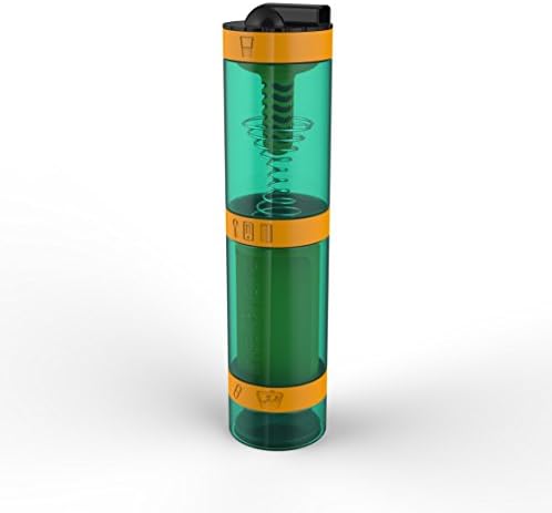 Intelishake - Smart Multi-Compartment Protein/Workout/Juice Shaker bottle (2 x 500ml) with water carbon filter for Sports, Exercise &amp; Gym - Techno Orange