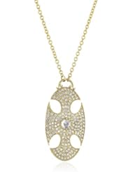 Mizuki 14k Gold and Diamond Large Oval Cross Shield Chain Necklace