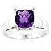 14-Karat White Gold Bar Cut Amethyst and Diamond Ring