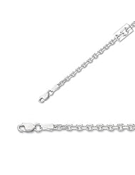 24" 14K White Gold 3.1mm (1/8") Polished Diamond Cut Cable Link Chain w/ Lobster Clasp