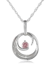14K White Gold Pink Diamond Fashion Pendant Necklace (.1 Cttw, G-H Color, I1-I2- Clarity), 17"