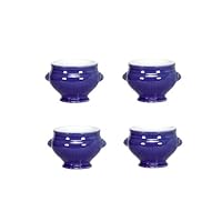 Emile Henry Lion's Head Soup Bowls, Set of 4, Azur