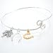 Wire LUCK Charm Bracelet in Sterling Silver with Horseshoe, Wishbone, and Four-Leaf Clover Charms, #8024