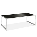 Yield Coffee Table, Chrome and Black Glass