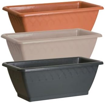 Crimson Tree Products Rectangle Planter 14" Set of 3 Colors Red Green &amp; Grey