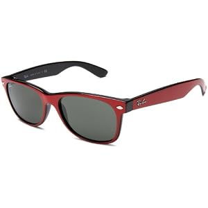 Ray-Ban RB2132 New Wayfarer Sunglasses,Red On Black Frame G-15 Lens,55 mm