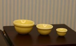 Set of Yellow Nesting Bowls in 1:12 Dollhouse Miniature Scale