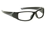 GLASS SAFETY GLASSES IN BLAC UNIFIT NYLON FRAME, WRAP AROUND DESIGN - PINK LENS