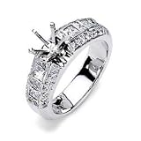 Claretta 14k White Diamond Ring (4 Princesses = .42, 40 Rounds = .39)