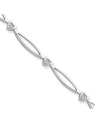 Diamond Heart Loop Tennis Bracelet in Sterling Silver -7 inch
