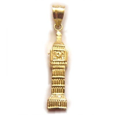 14k Yellow Gold 3-D Big Ben Clock Charm 4947