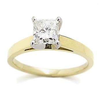 1.50ct Certified Princess-Cut Diamond Engagement Ring In Gold. Size 7