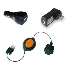 HP iPAQ 6515/ 6510/ 6500 hw6515/ hw6510/ hw6500 Retractable Sync and Charge Cable - Car Charger - Travel Charger Bundle (US Standard)