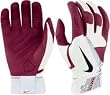 Nike GB0305 Diamond Elite Pro Batting Gloves - White/Team Maroon