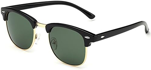 Men's Polarized Classic Half Frame Wayfarer Sunglasses with Metal Rivets Green