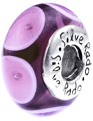 SilveRado(tm) BB17 Murano Glass Raspberry Ripple Bead / Charm
