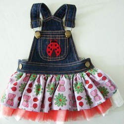 Childrens Toyshop  Pet Supplies : Ladybug Denim Jumper Dog Dress at THE REGAL DOG - Size Medium M