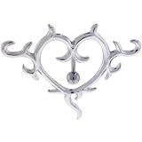 Silver TOP DROP Heart TATTOO Belly Ring
