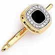 14Kt Yellow Gold Square Shape Black Onyx and Diamond Tuxedo Stud