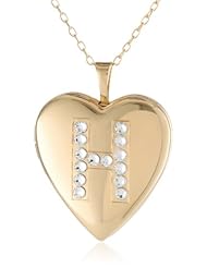 Momento Lockets Silver Swarovski Crystal Initial H Locket Necklace, 18"